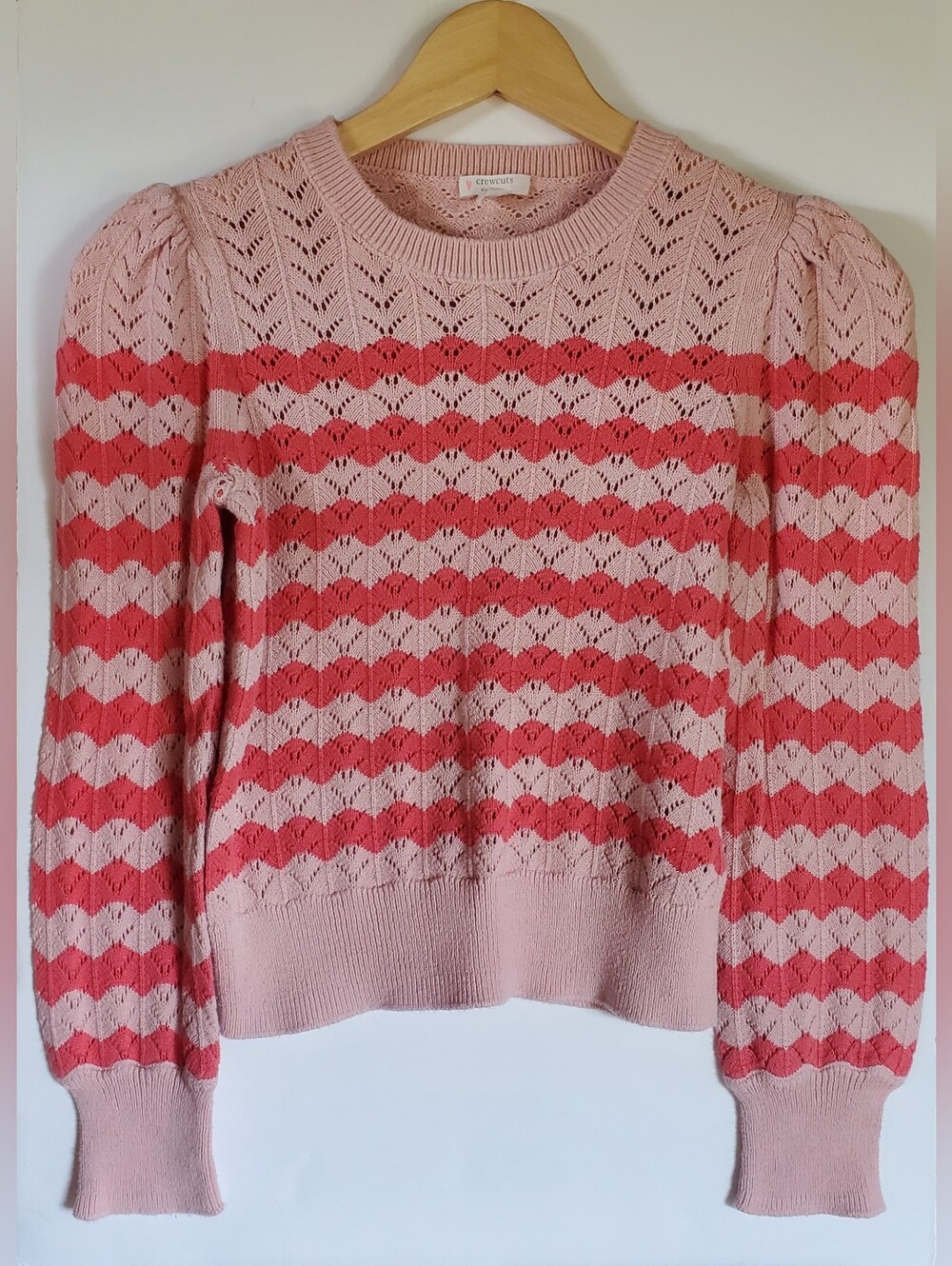 Crewcuts Pink Crochet Crewneck Sweater Girls Size L (10-11)